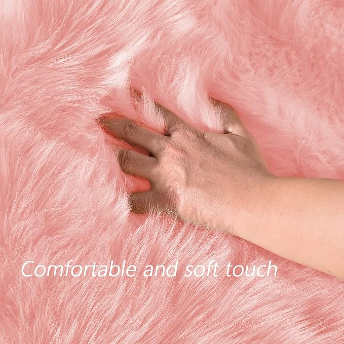 Latepis 3x4 Area Rug, Faux Fur Sheepskin Rug - Image 4