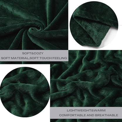 Forest Green Fleece Plush Throw Blanket 60"x80"for Couch Fuzzy Cozy Flannel | - Image 4