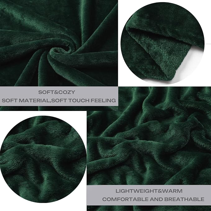 Forest Green Fleece Plush Throw Blanket 50"x60"for Couch Fuzzy Cozy Flannel | - Image 5