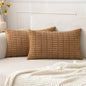 MIULEE Lumbar Corduroy Decorative Throw Pillow Covers 12x20 Brown Pack of 2 | by MIULEE