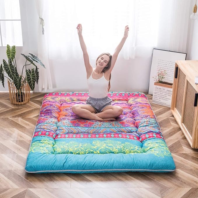 MAXYOYO Bohemian Retro Floor Mattress Vintage Floral Japanese Futon Mattress - Image 6