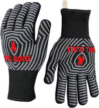 QUWIN BBQ Gloves, Oven Gloves, Grilling Gloves Silicone Non-Slip Oven Mitts, Kitchen Gloves for BBQ, Grilling, Cooking, Baking-1 Pair… (Black, One Size Fits Most)