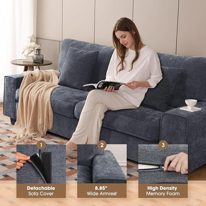 DOPEDIO Modern Loveseat Sofa for Living Room, Chenille Recliner, Removable Cover - Image 3