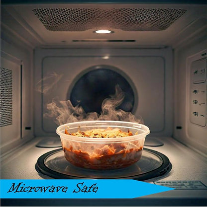 Mr Miracle 8OZ Deli Containers with Lids - 24 Pack of 8 oz Clear Airtight Reusable Plastic Food and Multi-Purpose Deli Containers - Microwave, Freezer, and Dishwasher Safe