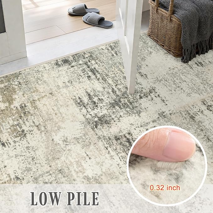 5x8 Area Rug Living Room: Modern Washable Soft Carpet Ash Brown | - Image 8