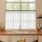 Beige White Linen Pleated Curtains 30 Inch Length Light Filtering | Semi Sheer by Twodrapes