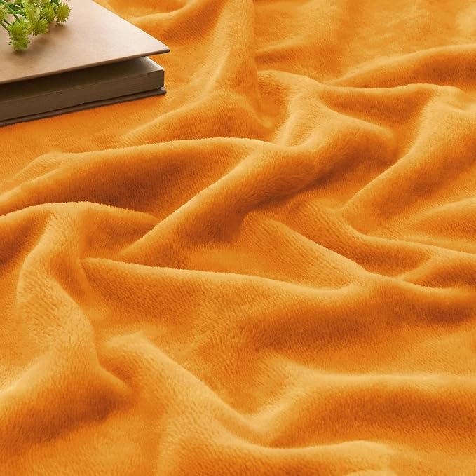 BEDELITE Fleece Blanket Soft Fall Twin Size Blanket Burnt Orange 60"x80" | - Image 3