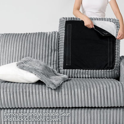 Belffin Sectional Couch with L-Shape Chaise L Shaped Couch with Ottoman - Image 7