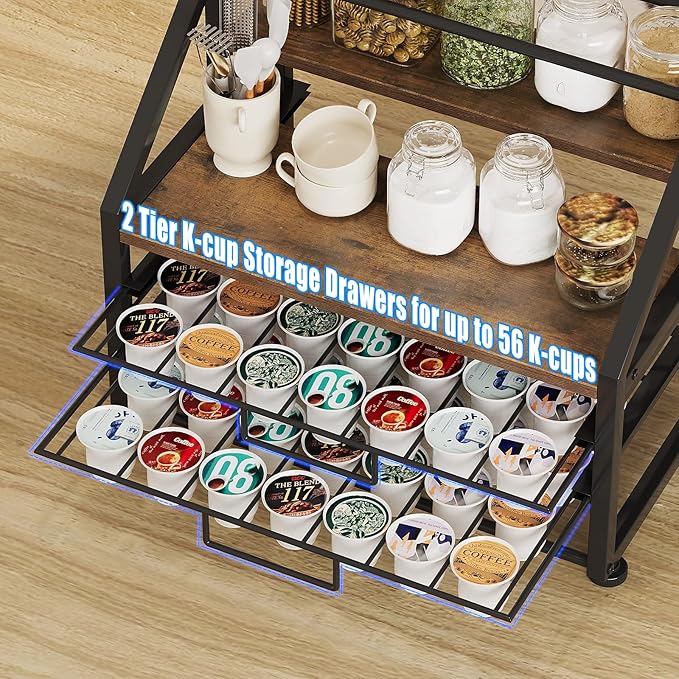 Coffee Pod Drawer Holder K-Cup Holder Drawer for 56 Coffee Pods Storage 4-Tier Coffee Pod Holder Organizer Coffee Station Organizer for Countertop Kitchen Office Coffee Bar Accessories