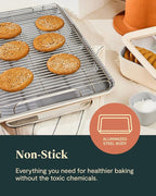 Caraway Nonstick Ceramic Bakeware Set (11 Pieces) - Baking Sheets, Assorted Baking Pans, Cooling Rack, & Storage - Aluminized Steel Body - Non Toxic, PTFE & PFOA Free - Black