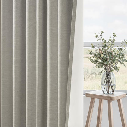 Topfinel 100% Blackout Grey Linen 96 Inch Length Curtains - Image 5