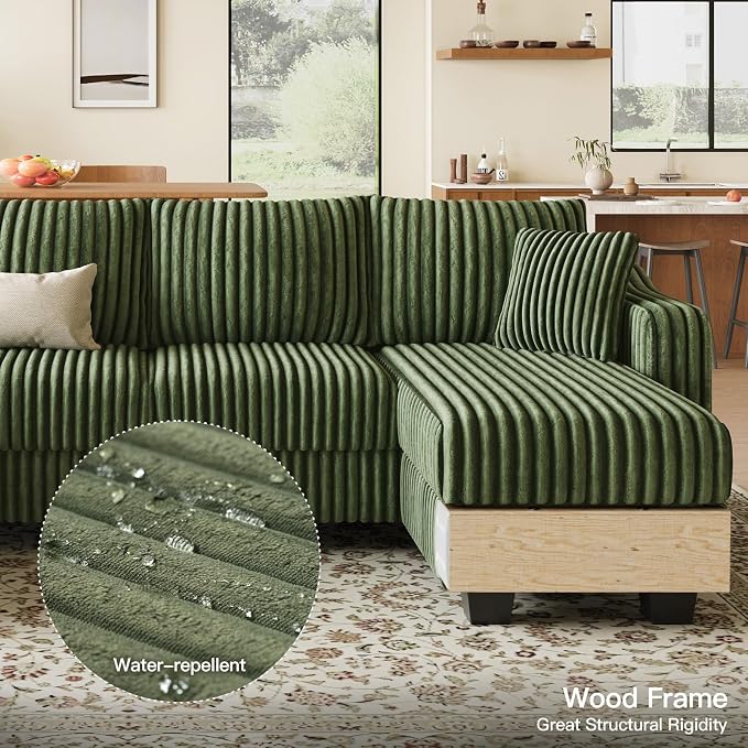 Belffin Sectional Couch with L-Shape Chaise L Shaped Couch with Ottoman - Image 7