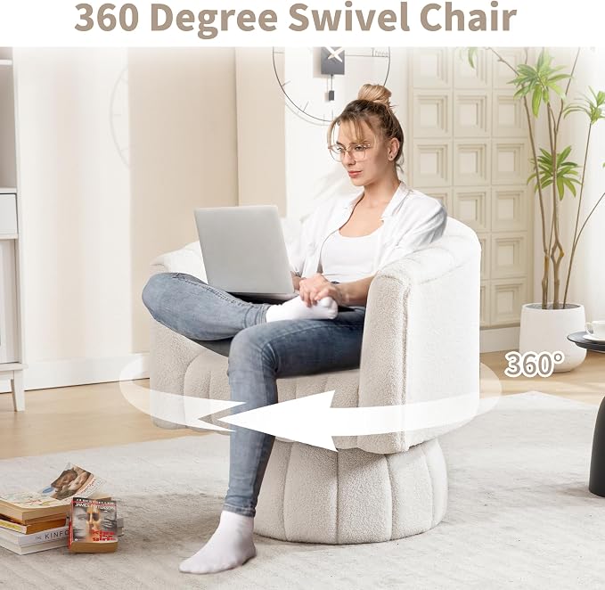 Swivel Accent Barrel Chair Set of 2- Cute Comfy Small Round 360° Arm Chair - Image 3