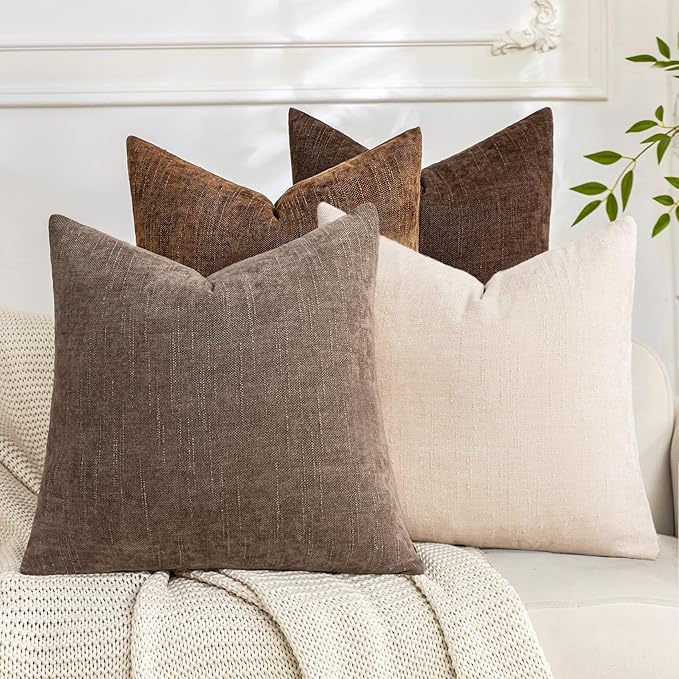 Set of 4 Soft Textured Decorative Throw Pillow Covers 20x20 Inch Cozy Farmhouse by Cozoomy