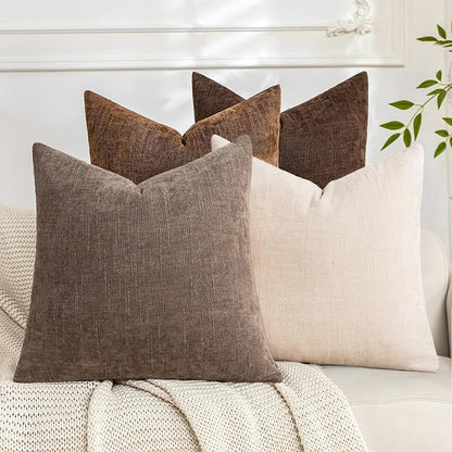 Set of 4 Soft Textured Decorative Throw Pillow Covers 16x16 Inch Cozy Farmhouse by Cozoomy