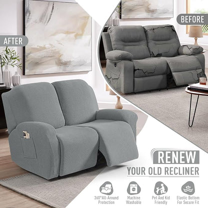 TAOCOCO Recliner Loveseat Slipcover, 6 Pieces Dual Recliner Sofa Covers - Image 5