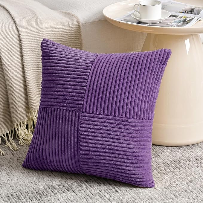Fancy Homi 2 Packs Purple Big Decorative Throw Pillow Covers 24x24 Inch - Image 2