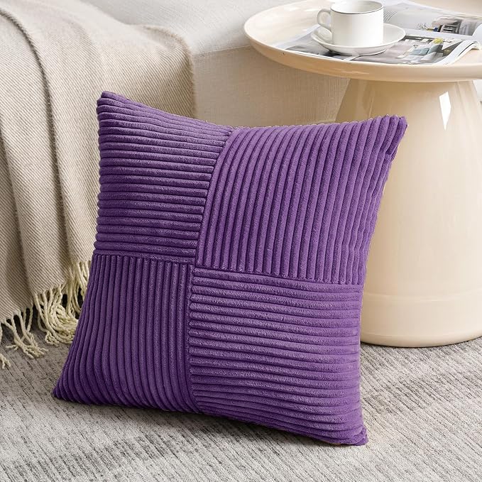 Fancy Homi 2 Packs Purple Decorative Throw Pillow Covers 20x20 Inch - Image 2