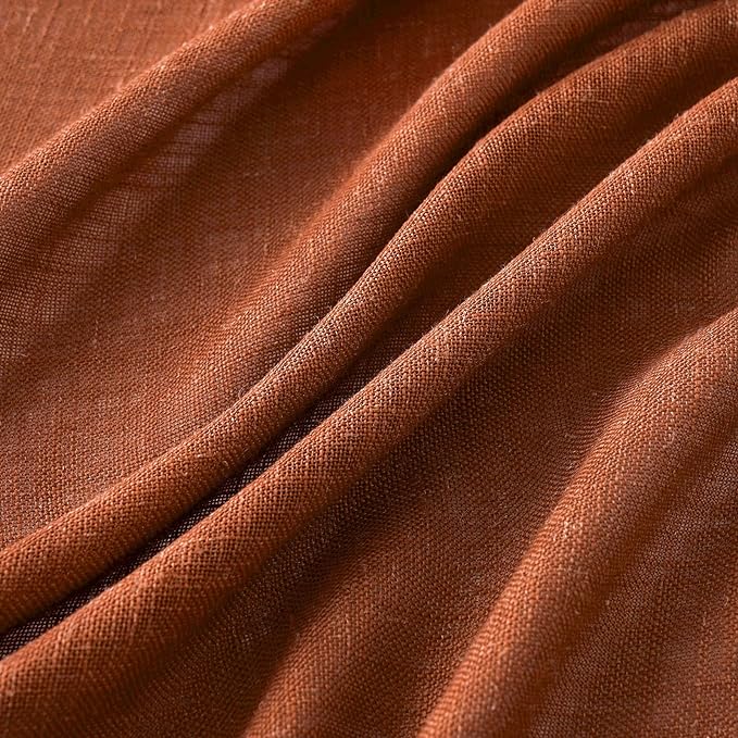 MIULEE Burnt Orange Fall Linen Curtains 52x108 Inches - Image 4