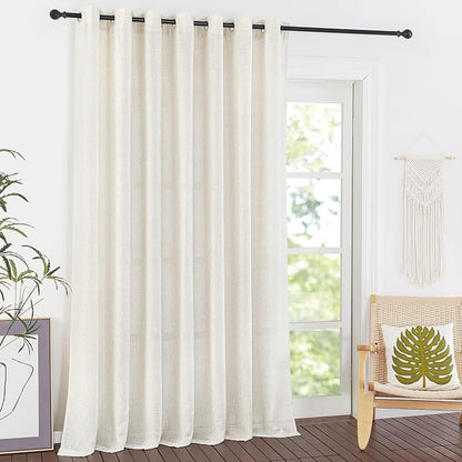 NICETOWN Flax Linen Curtains for Sliding Glass Door, W100 Inch Grommet Linen - Image 2