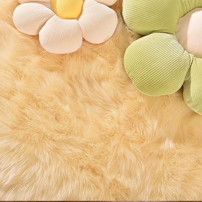 Latepis Yellow Area 5x8 Rugs Fluffy Faux Fur Washable Rug - Image 5