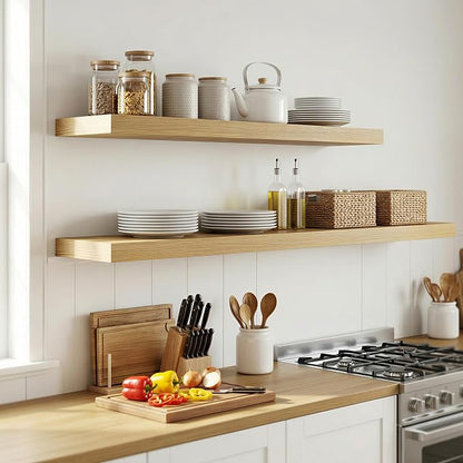 12 inch Deep Floating Shelves for Wall, 72 inch Wide Engineered Wood Wall - Image 6
