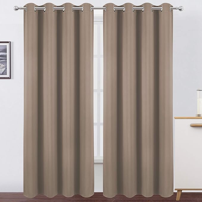 Cappuccino Thermal Blackout Curtains/52 x 95 Inch/Set of 2 Panels Room by Lemomo