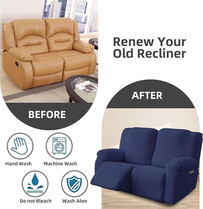 Genina Recliner Loveseat Covers, Stretch Reclining Sofa Covers, 2 Seater Couch - Image 6