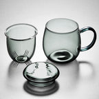Glass Tea Cup with Infuser and Lid, 17.6oz/520ml Large Borosilicate Teacup, Clear Mug for Loose Leaf Tea, Blooming Tea, Tea Bags - Perfect Christmas or Birthday Gift for Men