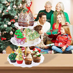Hoedia 3 Tier Cupcake Stand Tower, Plastic White Cup Cake Holder for Dessert stands, Tiered Serving Tray for Tea Party, Birthday Party, Wedding Decor and Baby Shower(Round Wave)