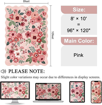 DUKINO 8x10 Area Rug for Living Room, Floral Washable Rug Non Slip, Low Pile - Image 2