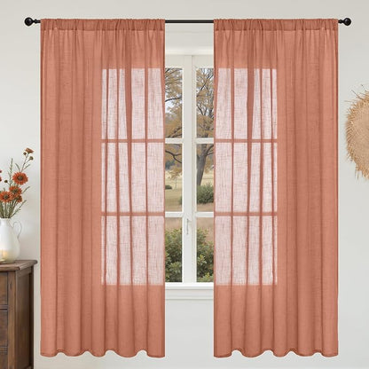BGment Terracotta Linen Curtains 72 Inches Long by BGment