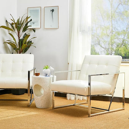 Glitzhome Mid-Century Accent Chairs Set of 2, Modern Living Room Arm Chairs - Image 3