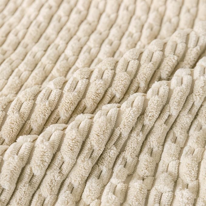 Set of 4 Beige Decorative Throw Pillow Covers 18x18 Inch Corduroy Pillow Covers - Image 6