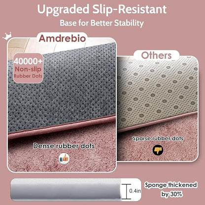 Amdrebio Blush Pink Furry Shag Area Rug 4x6 - Image 5