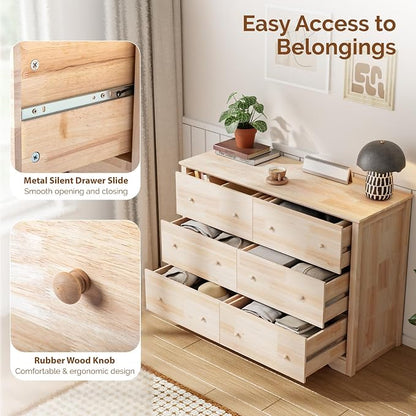 VINGLI Solid Wood Dresser Unfinished - Image 9