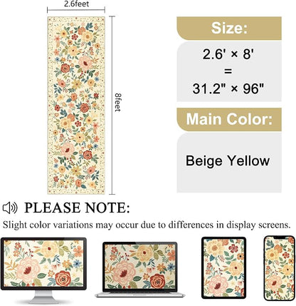 DUKINO 2.6x8 Hallway Runner Rug, Washable Runner Rug Non Slip, Floral Indoor Rug - Image 2