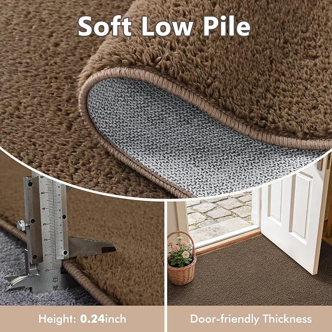 2x3 Beige Brown Solid Area Rug Washable Non-Slip - Image 5