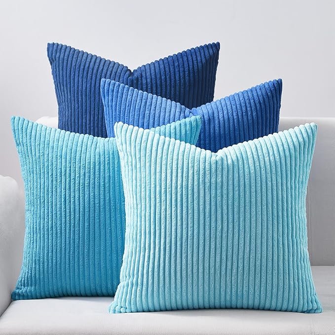 Topfinel Blue Decorative Throw Pillow Covers 16x16 Inch Set of 4, Soft Accent by Topfinel
