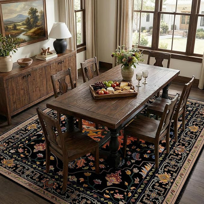 RELEANY Washable Area Rug, Water Repellent, Pet Friendly, Vintage Floral Boho by RELEANY