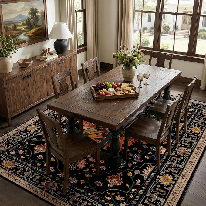 RELEANY Washable Area Rug, Water Repellent, Pet Friendly, Vintage Floral Boho - Image 3