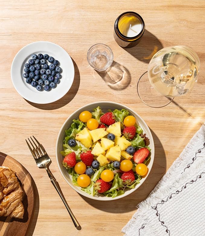 theterra 7.5'' Ceramic Pasta Bowls, Salad Bowls Set of 4, Stoneware Serving Bowls for Fruits, Noodle, Dinner, House-warming Wedding Present, Cappuccino