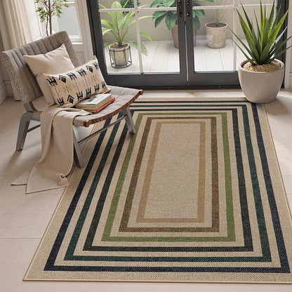 Lahome Modern Geometric Easy Jute Rug, 4x6 Washable Indoor Outdoor Rug | by Lahome