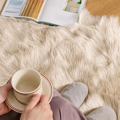 MIULEE Fluffy Area Rug 2x6 ft Faux Fur Sheepskin Rug - Image 4