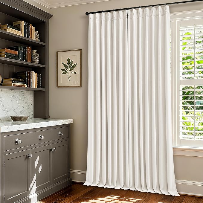 Ivory 94 Inch Long Blackout Curtains Thick Linen Pinch Pleated | Light Blocking - Image 7