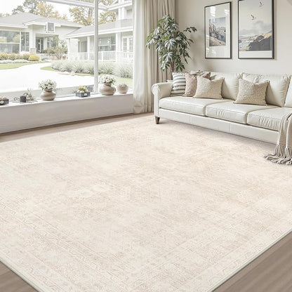 10x14 Area Rugs Living Room: Bedroom Neutral Washable Carpet Beige | Large - Image 9