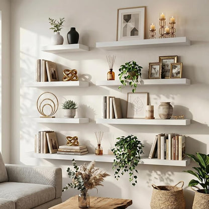 FLYJOE Floating Shelves for Wall, 72 Inch Floating Shelves Set of 2, Kitchen - Image 3