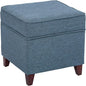 Adeco 17" Square Ottoman with Storage, Small Blue Storage Ottoman Foot Rest by Adeco