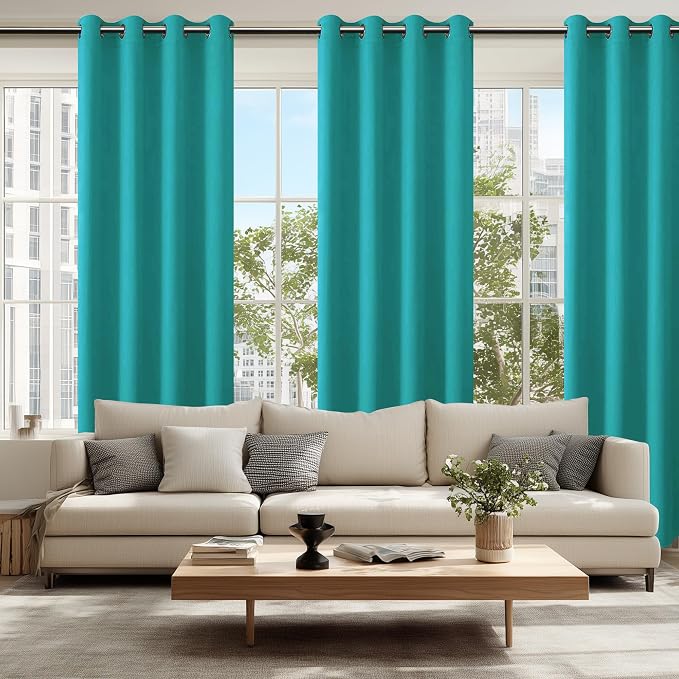 Blackout Curtains for Bedroom, Peacock Teal, 52 x 84 Inch, 2 Panels | Thermal - Image 6