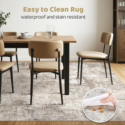 LOONGRUG 5x8 Area Rug Washable Neutral Modern Living Room Rugs Brown Beige | - Image 6